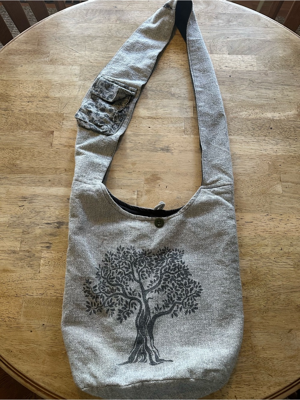 Kathmandu Imports Gray Tree Print Sling Shoulder Crossbody Bag